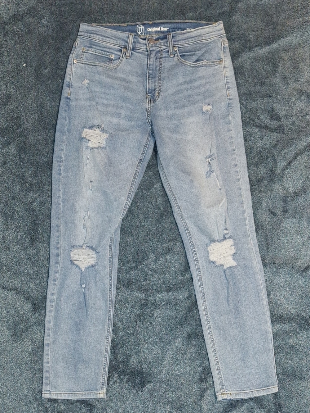 Original Use Faded Light Blue Skinny Ripped Jeans